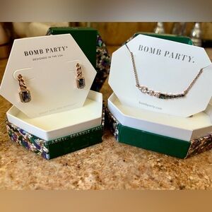 Bomb Party Matching Retro June Birthday Necklace & Earrings Set